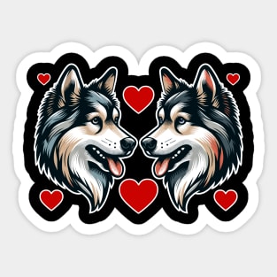 Love Huskies Couple Tee, Cute Dog Lover T-Shirt, Valentines Canine Design, Unisex Adult Clothing, Gift for Pet Owners Sticker